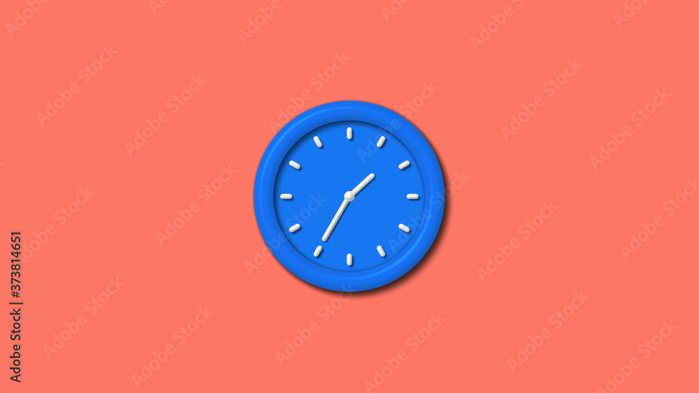 Aqua color 12 hours 3d wall clock icon on red light background,Counting down clock icon Aqua color 12 hours 3d wall clock icon on red light background,Counting down clock icon