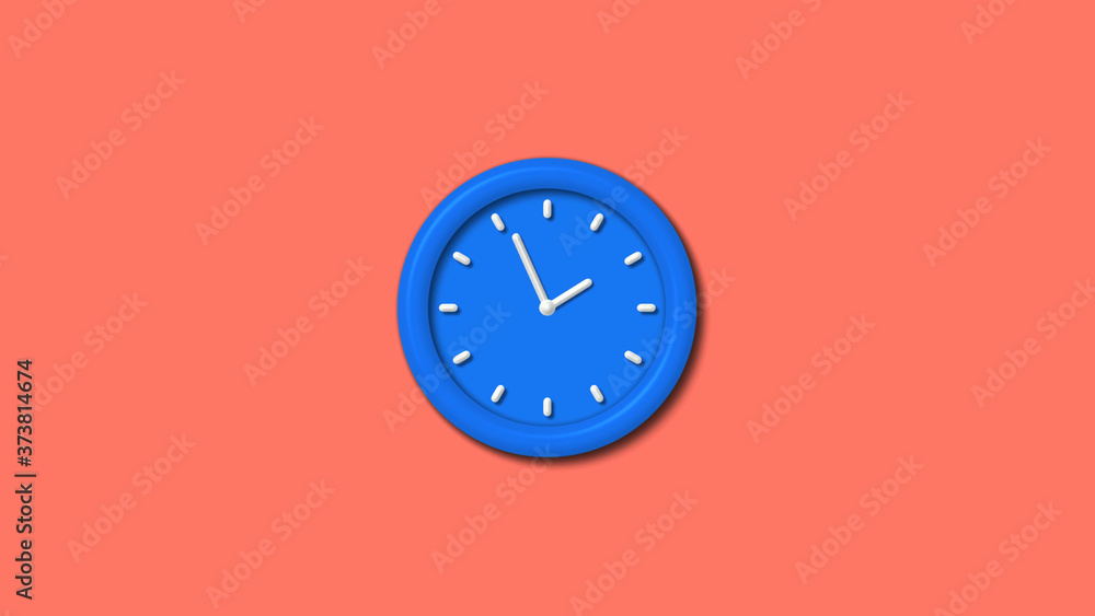 Aqua color 12 hours 3d wall clock icon on red light background,Counting down clock icon Aqua color 12 hours 3d wall clock icon on red light background,Counting down clock icon