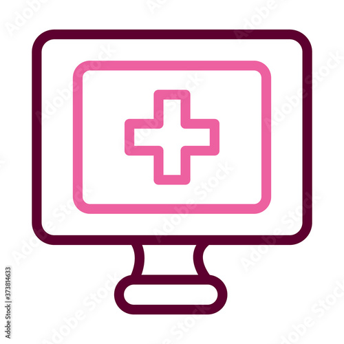 medical monitor icon, half line half color style