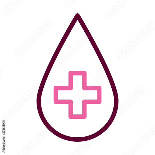 drop with medical cross icon, half line half color style