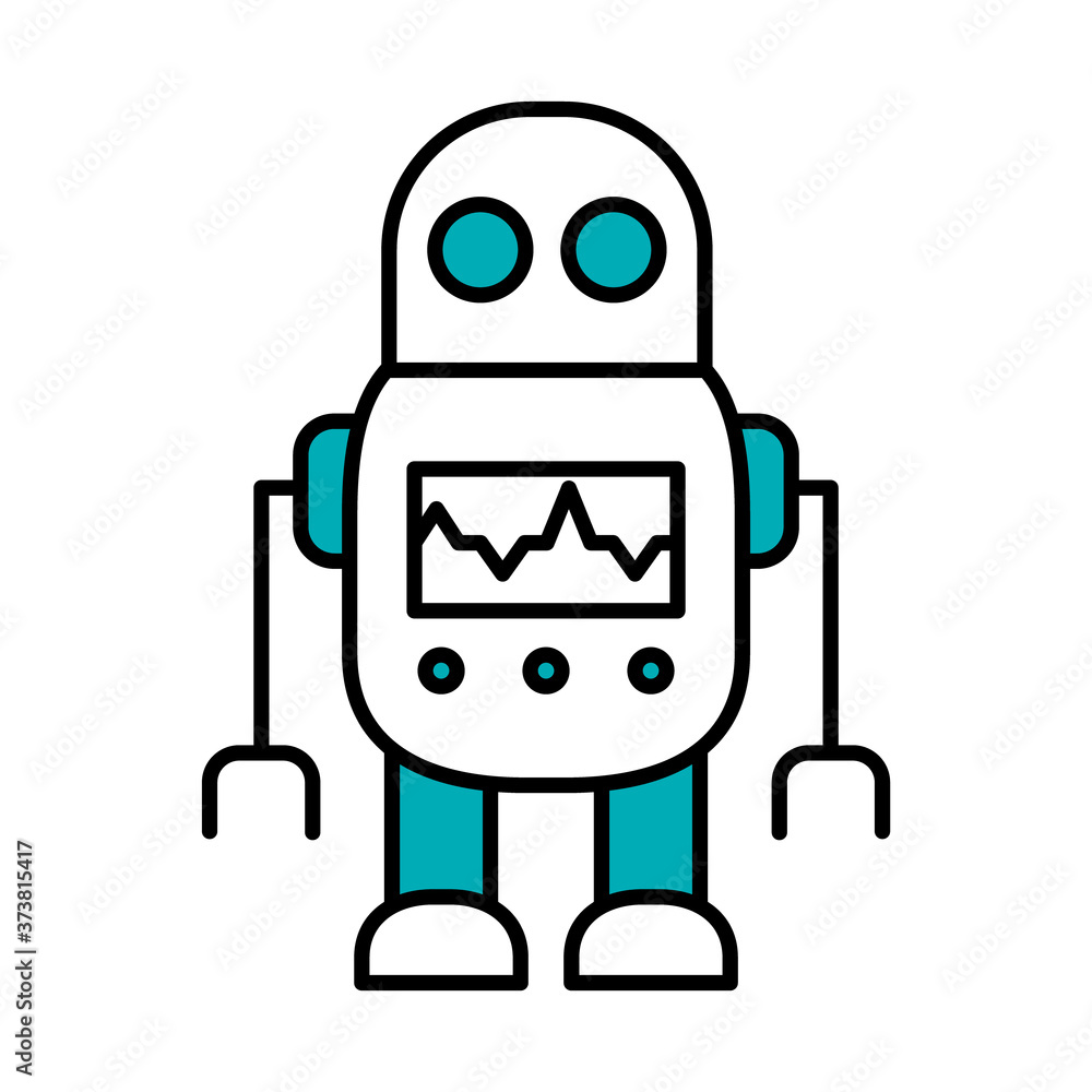 robot with monitor on the body, half line half color style