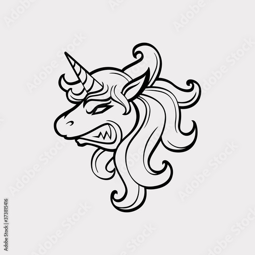 unicorn head mascot  vector illustration