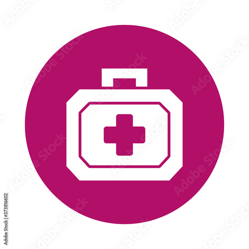 first aid kit icon, block style