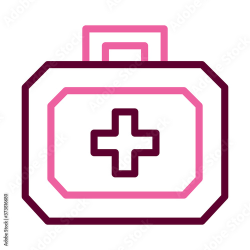 first aid kit icon, half color half line style