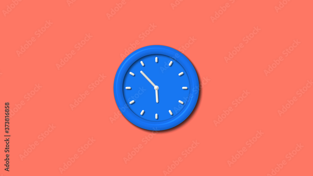 New aqua color 3d wall clock icon on red light background,12 hours clock icon New aqua color 3d wall clock icon on red light background,12 hours clock icon