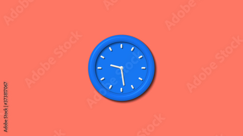 New aqua color 3d wall clock icon on red light background,12 hours clock icon