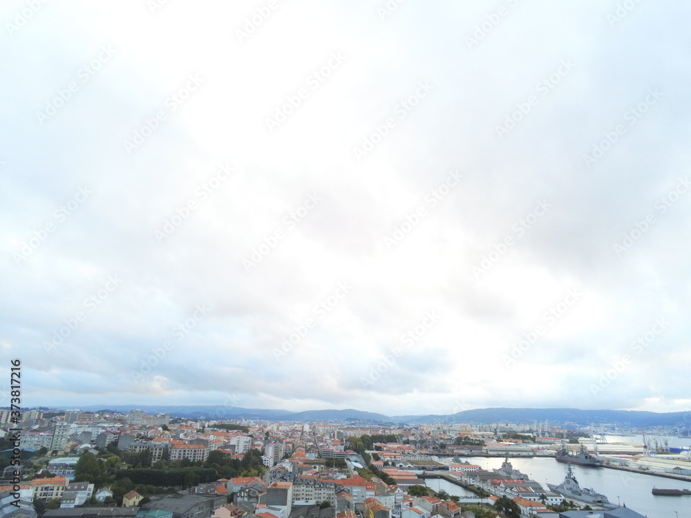  Ferrol, beautiful city of A Coruna. Galicia,Spain. Aerial Drone Photo