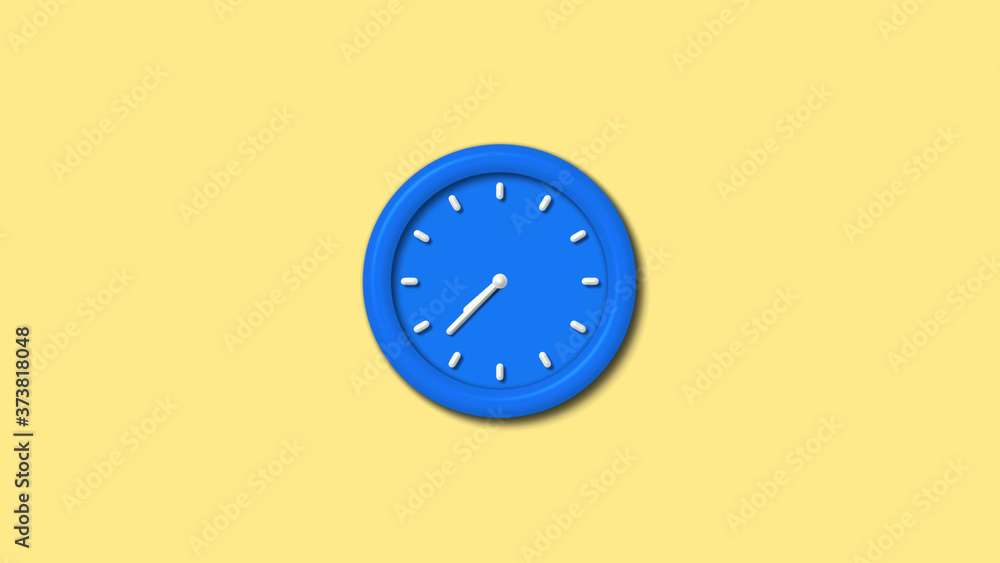 New aqua color 3d wall clock icon on yellow light background,12 hours clock icon New aqua color 3d wall clock icon on yellow light background,12 hours clock icon