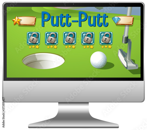 Golf or putt putt game on computer screen