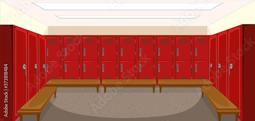 Sport changing room with locker background