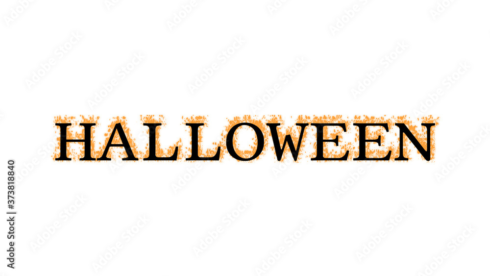 Halloween fire text effect white isolated background. animated text