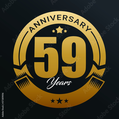 Anniversary logo,  Year Anniversary logo design celebration, luxurious golden color logo.  photo