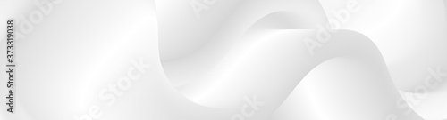 Abstract grey liquid flowing elegant waves banner design. Smooth white silk wavy background. Vector illustration