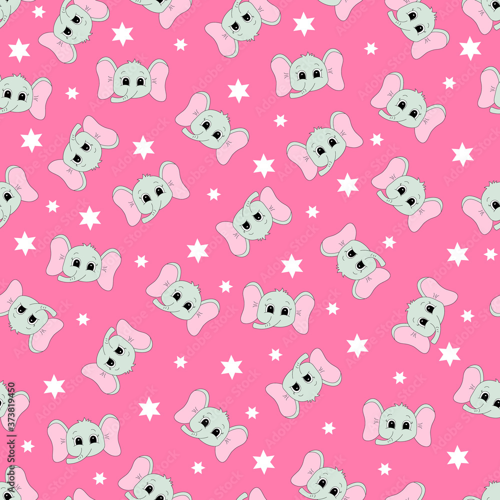 Seamless pattern with cartoon elephant. Vector illustration. Seamless pattern with cartoon elephant. Vector illustration.