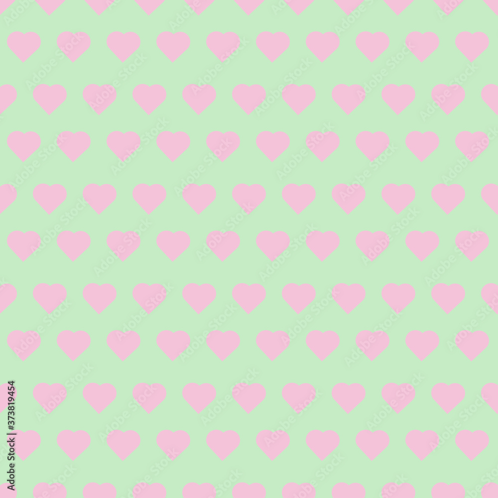 Seamless pattern with pink hearts on a mint background. Vector illustration. Seamless pattern with pink hearts on a mint background. Vector illustration.