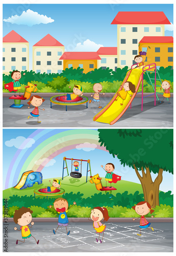 Set of children at the playground