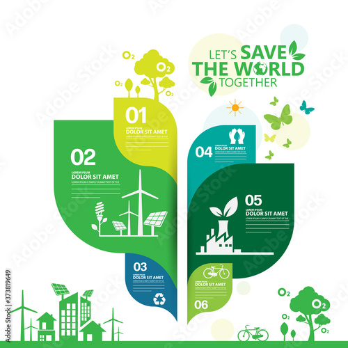 Ecology. Green cities help the world with eco-friendly concept ideas. info graphic vector illustration