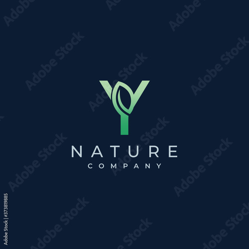 Y Letter Leaf Logo Icon Design Vector