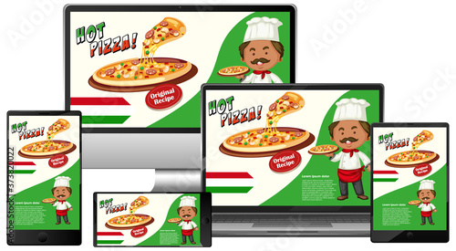 Pizza promotion banner on electronic devices