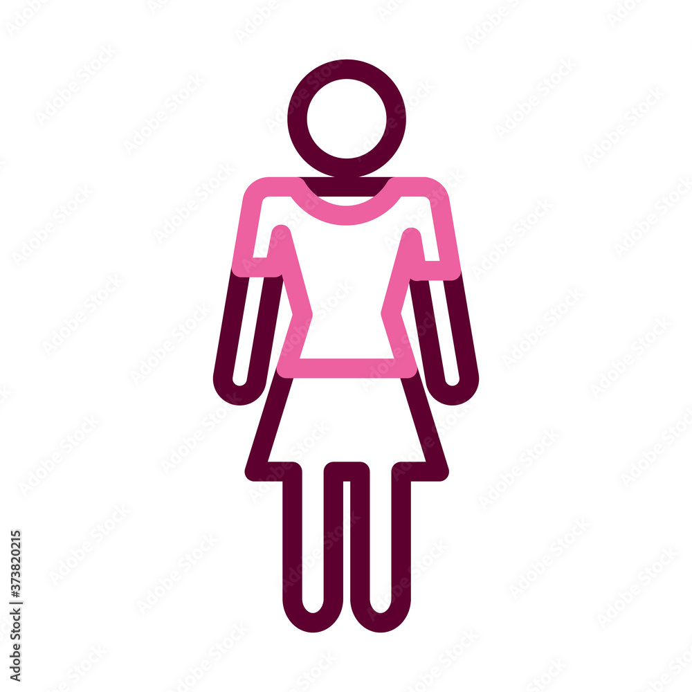 pictogram woman icon, half line half color style pictogram woman icon, half line half color style