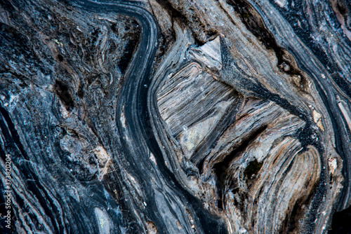 USA, Oregon. Patterns of obsidian flowing around pumice. photo