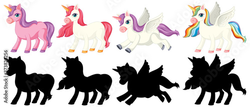 Unicorn with its silhouette