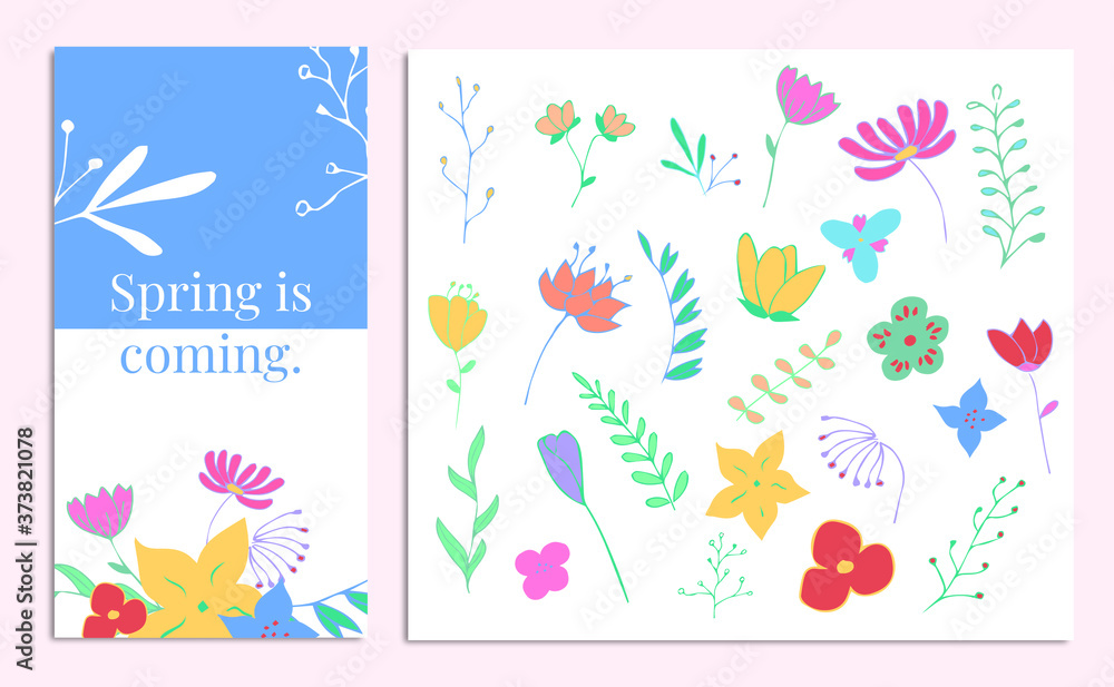 A set of floral element A set of floral element