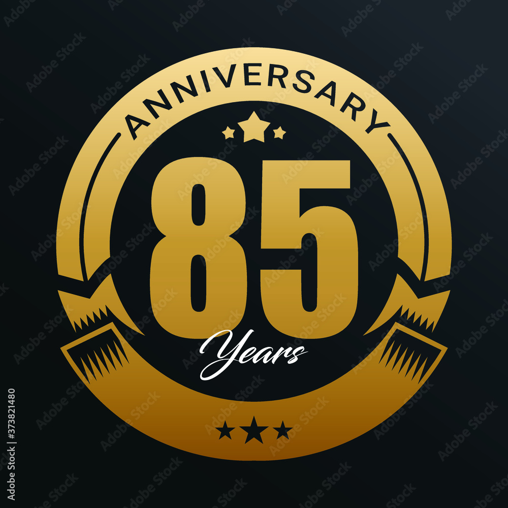 85th Anniversary logo,85 year Anniversary logo design celebration, luxurious golden color logo. 