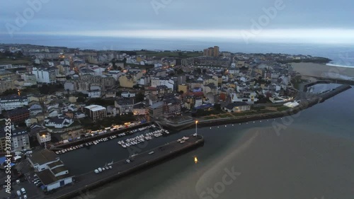 Foz, coastal village of Lugo. Galicia.Spain. Aerial Drone Footage