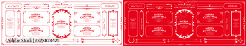 クリスマスのフレームセット、リースのデザイン、オーナメントや装飾デザイン