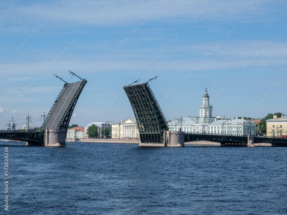 Drawbridge and the Kunstkamera building in St. Petersburg, Russia Drawbridge and the Kunstkamera building in St. Petersburg, Russia