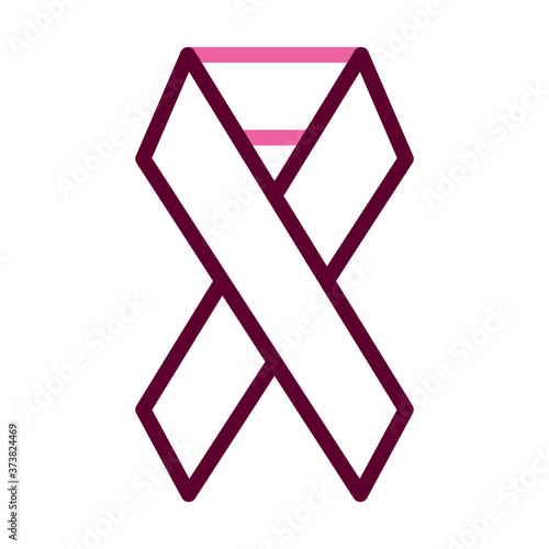 breast cancer ribbon icon, half color half line style