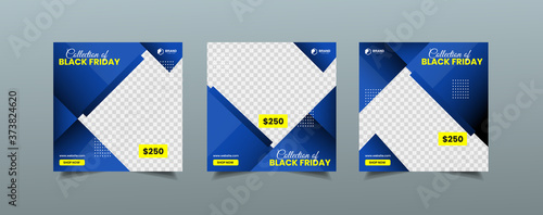 Social Media Post Template for Black Friday, Instagram and Web Banner Ads, Editable Square Banner Design, Color Abstract Shape, Instagram and Web Banner Ads vector

