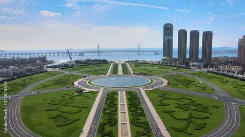 China Dalian Xinghai square aerial 