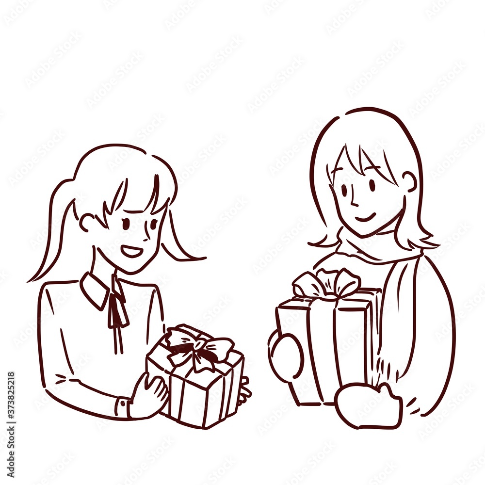 Woman and girl with presents Woman and girl with presents
