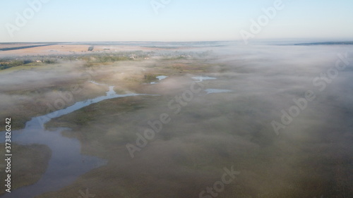 foggy morning over the river.