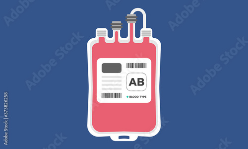 Graphic illustration about Type AB of blood bag , Health care, Medical equipment. Flat design
