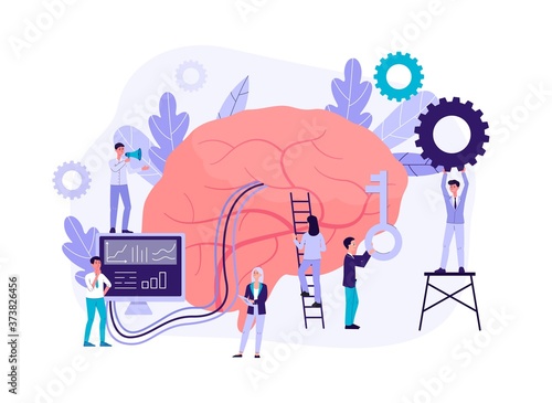 Neuromarketing technology with characters flat vector illustration isolated.