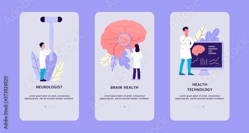 Mobile interfaces set for neurology clinics services flat vector illustration.