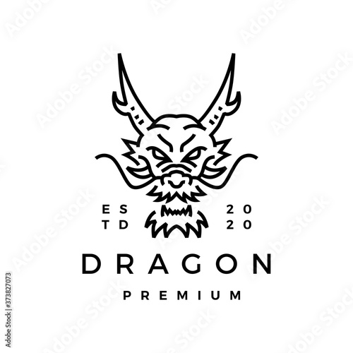 dragon monoline logo vector icon illustration