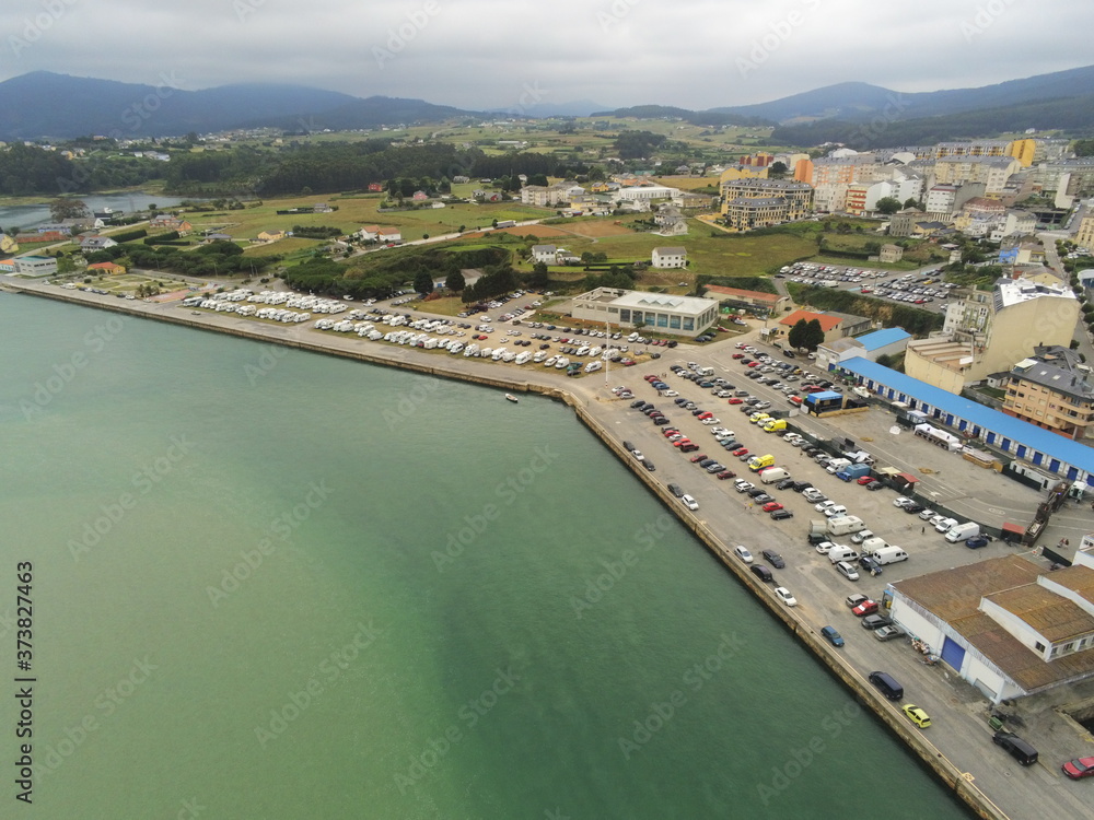 Foz, coastal village of Lugo. Galicia.Spain. Aerial Drone Photo