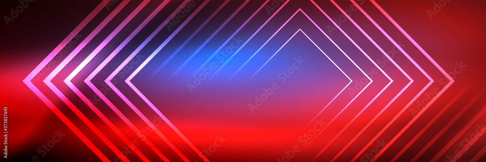 Shiny neon glowing techno lines, hi-tech futuristic abstract background template with square shapes Shiny neon glowing techno lines, hi-tech futuristic abstract background template with square shapes