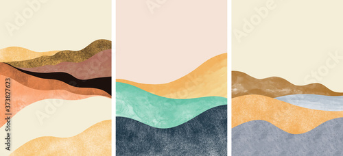 Set of Creative minimalist hand painted. Abstract arts background . Vector illustration
