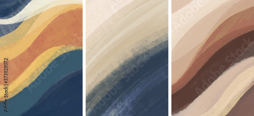 Set of Creative minimalist hand painted. Abstract arts background . Vector illustration