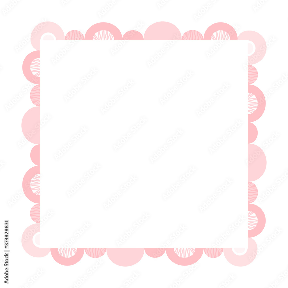 Vector pattern frame in a square for design of textile, fabric, shawl, hijab, napkin, tablecloth 2 colors, pink tone. Wedding invitation, postcard. Abstract geometric pattern
