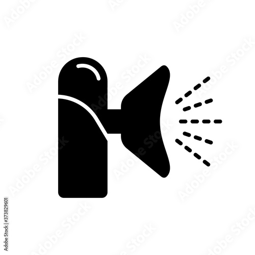 Silhouette Portable nebulizer. Outline icon of medical inhaler. Illustration of individual device with micro atomization for respiratory disease treatment. Flat isolated vector on white background