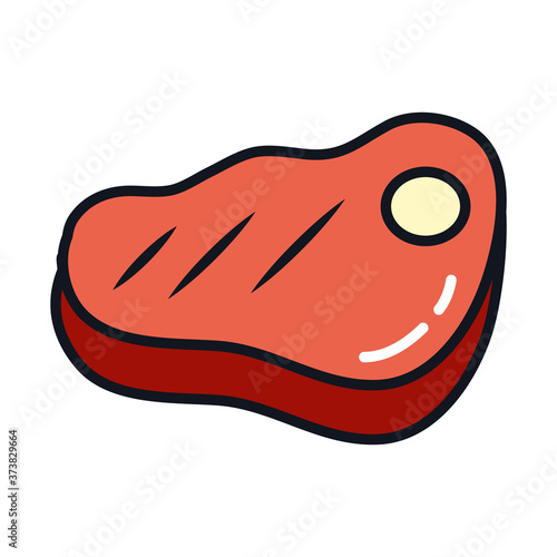 meat steak icon, line and fill style