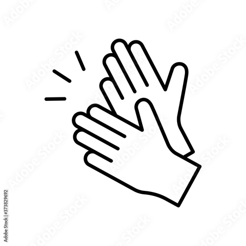 Clapping hands. Linear icon of applause. Black simple illustration of handclap. Contour isolated vector emblem on white background