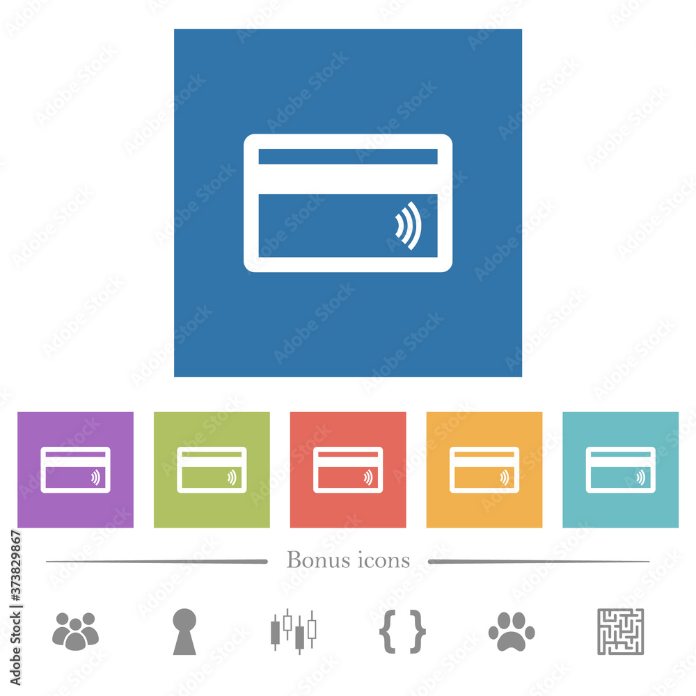 Contactless credit card flat white icons in square backgrounds Contactless credit card flat white icons in square backgrounds