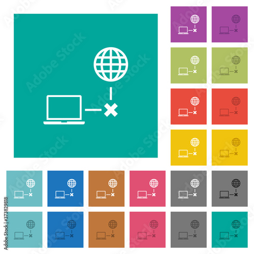 Offline laptop square flat multi colored icons